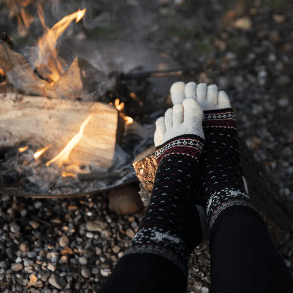 Șosete cu degete KNITIDO Hossa - Negru / Bej [2]