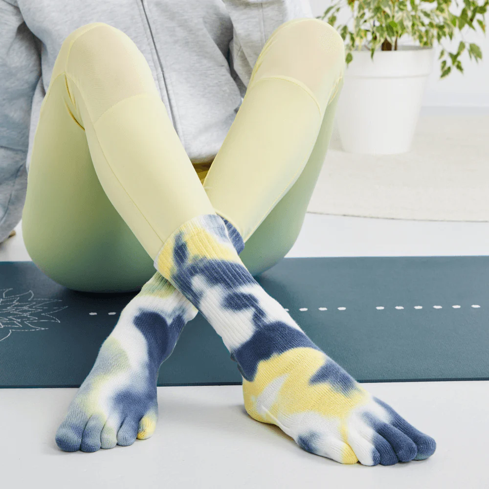 Șosete cu degete KNITIDO Trailer Garden Batik - Albastru / Galben [2]