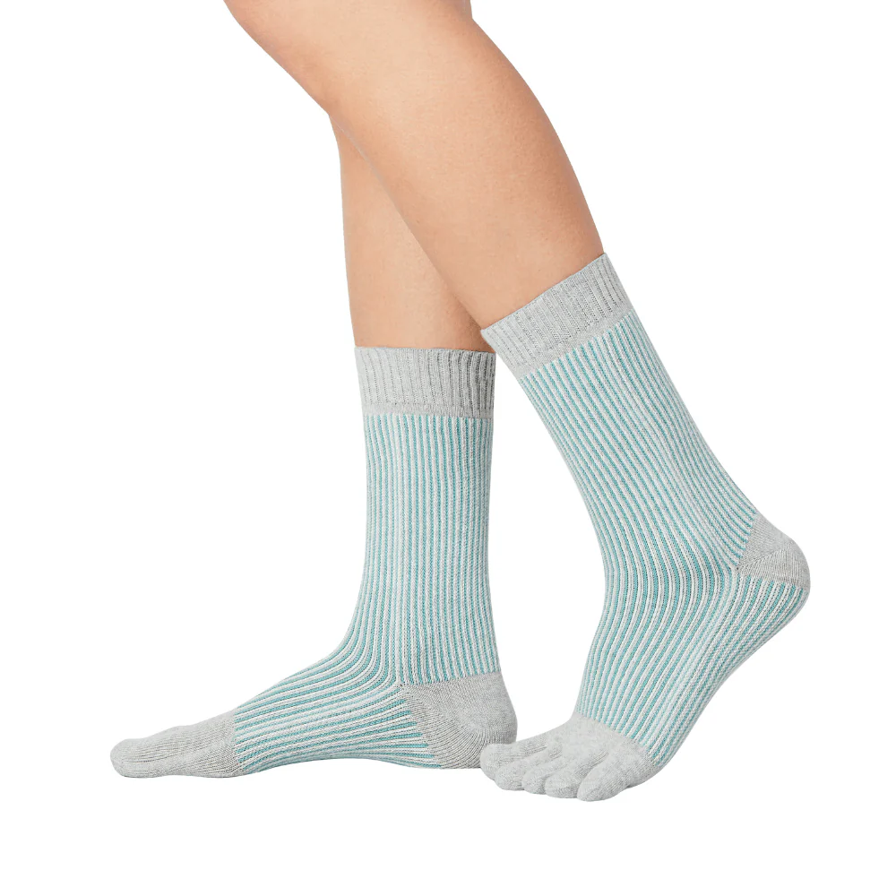 Șosete cu degete KNITIDO Trailer Garden cu dungi - Gri deschis / Verde [2]