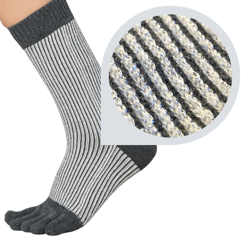 Șosete cu degete KNITIDO Trailer Garden cu dungi - Gri închis / Gri deschis [4]