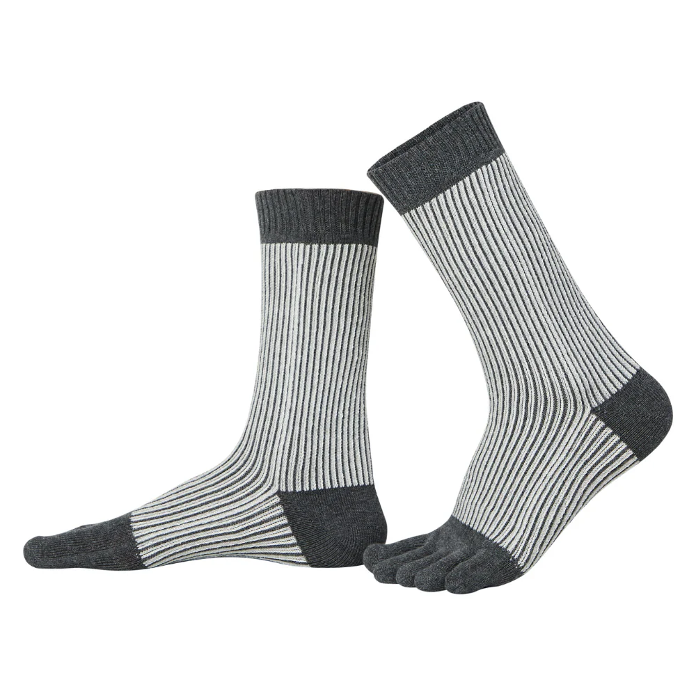 Șosete cu degete KNITIDO Trailer Garden cu dungi - Gri închis / Gri deschis [1]