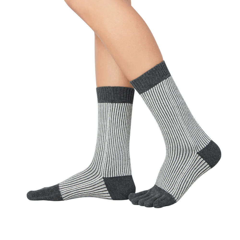 Șosete cu degete KNITIDO Trailer Garden cu dungi - Gri închis / Gri deschis [2]