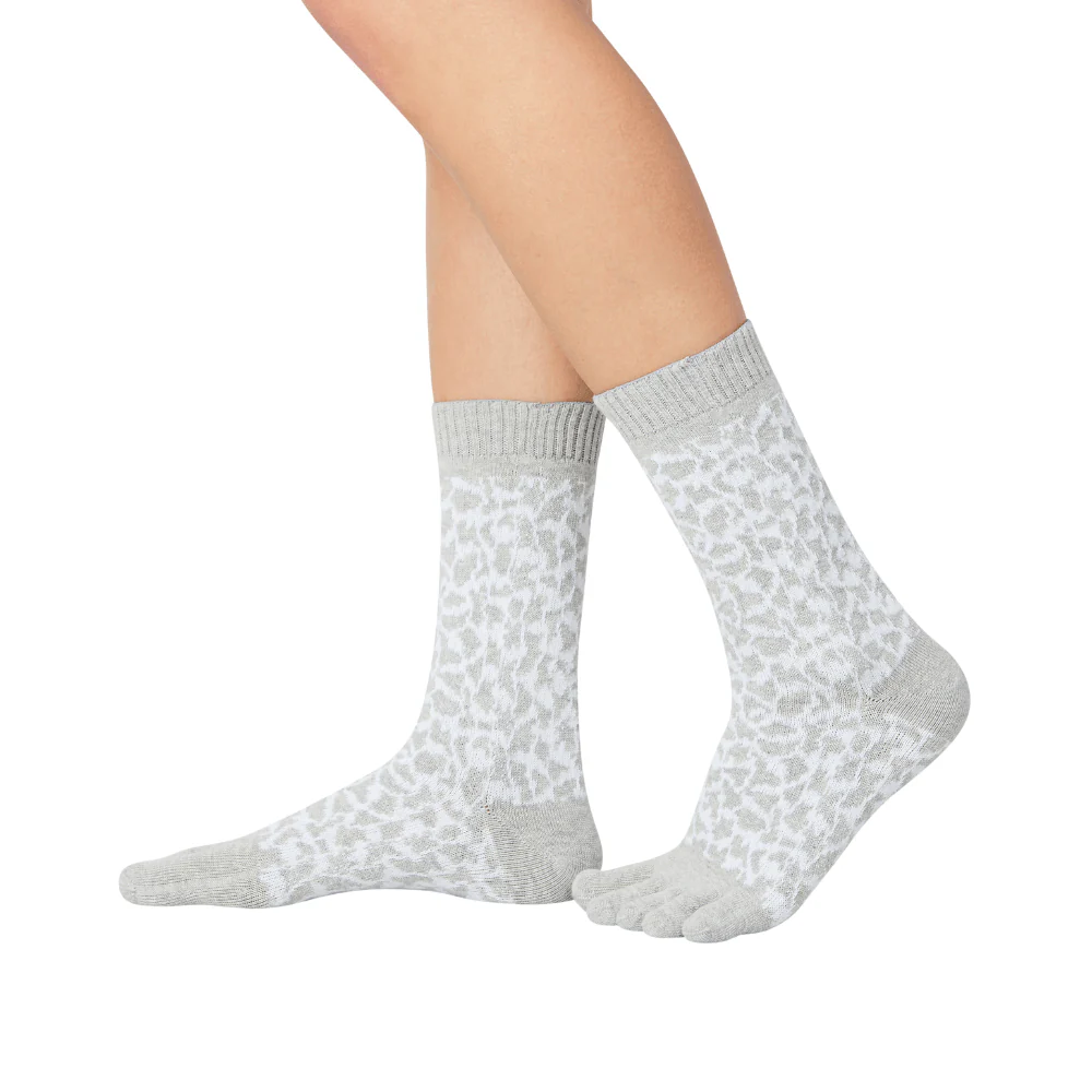 Șosete cu degete KNITIDO Trailer Garden Leopard - Gri / Alb [2]
