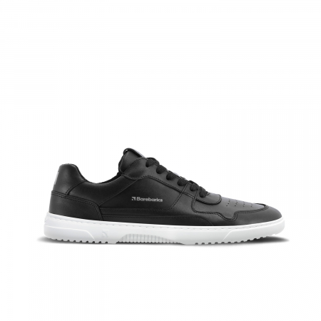 Women's barefoot shoes - Sneakers barefoot  BAREBARICS ZING - Negru & alb - Piele