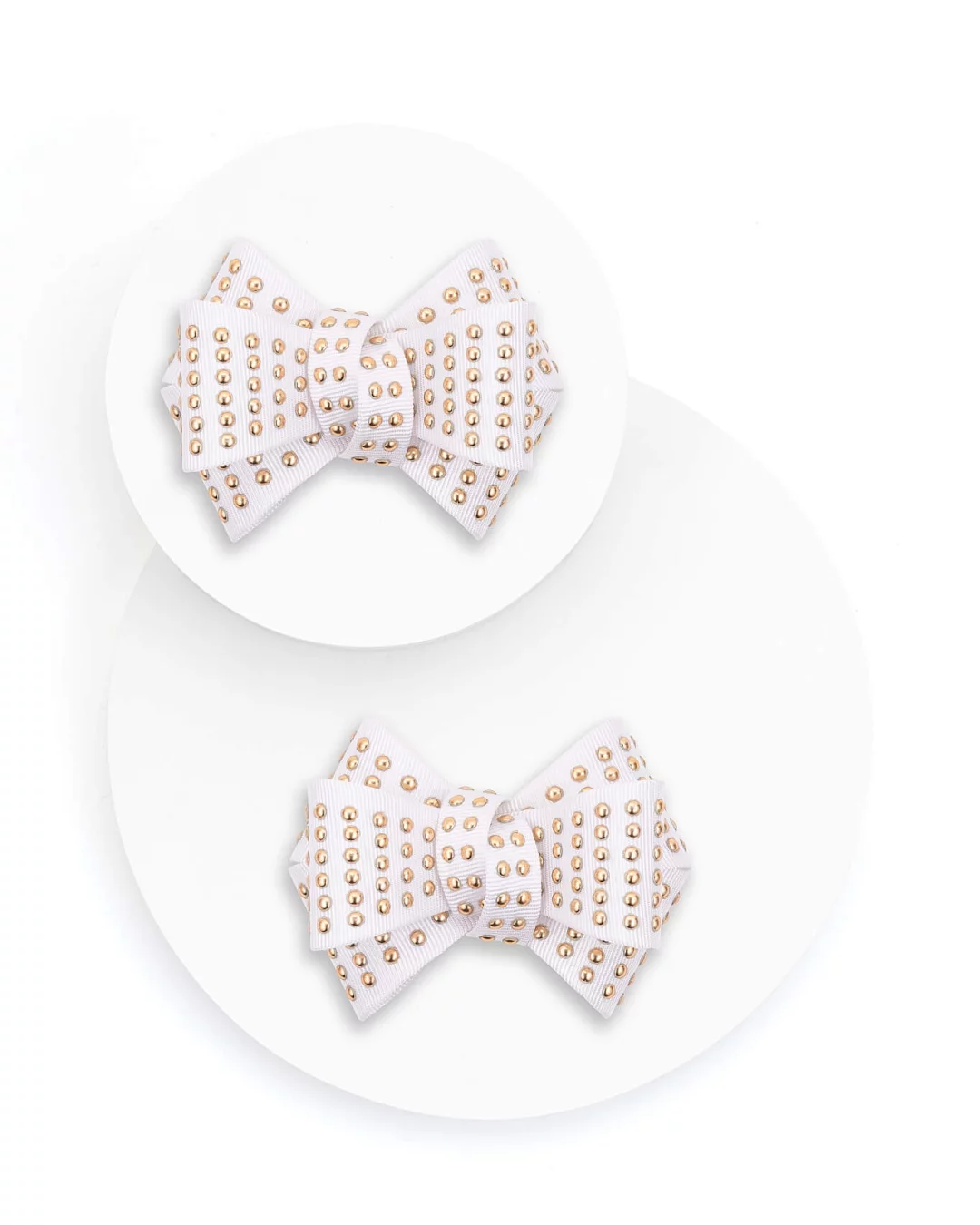 Accesorii - Clipsuri albe pentru pantofi cu fundiță și nituri SHAPEN