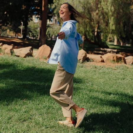 Sneakers barefoot femei GROUNDIES NOVA GO1 - Bej & Coral [1]