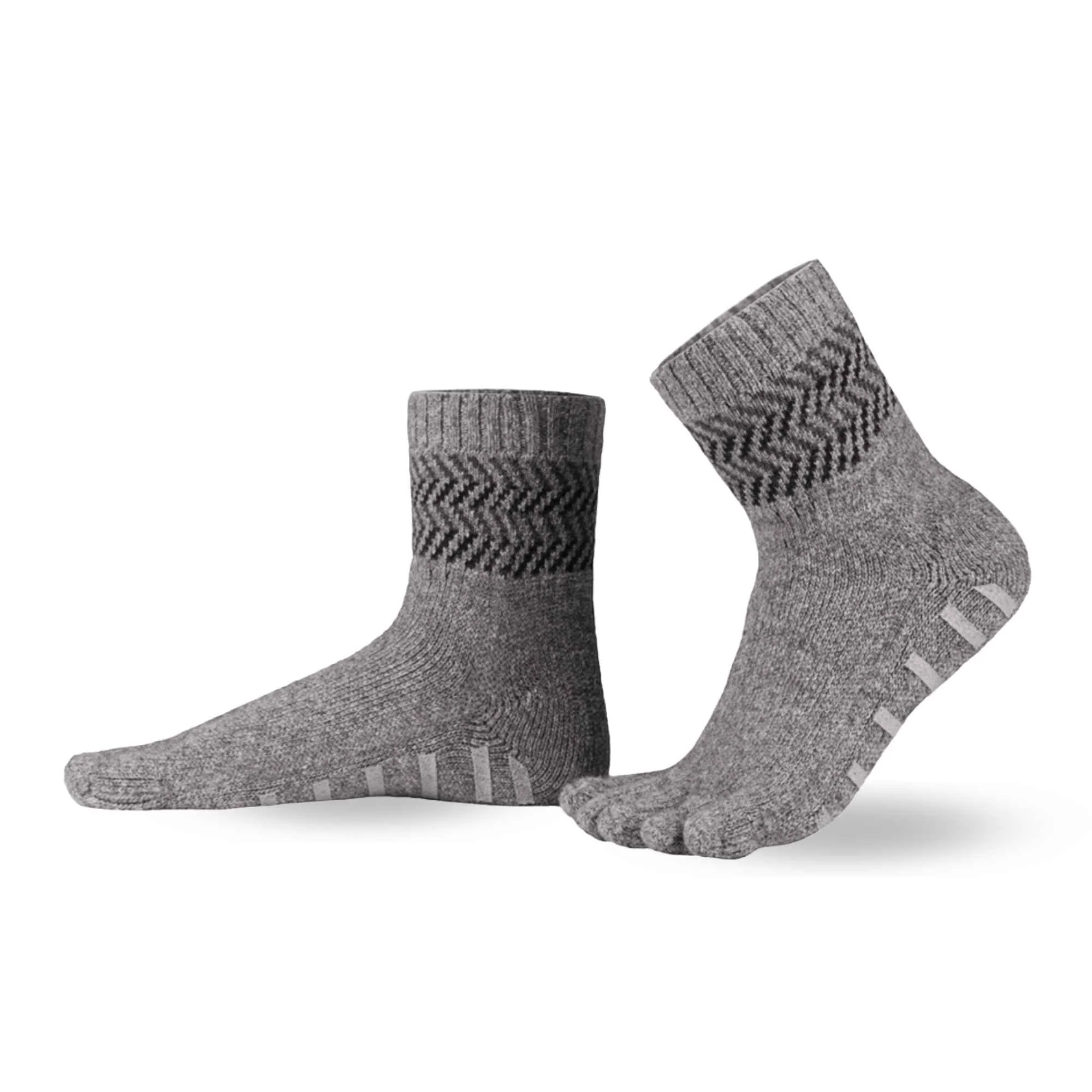 Accesorii - Șosete cu degete KNITIDO Home Socks Anti-Slip Lânǎ Merino & Cașmir - Gri deschis / Negru