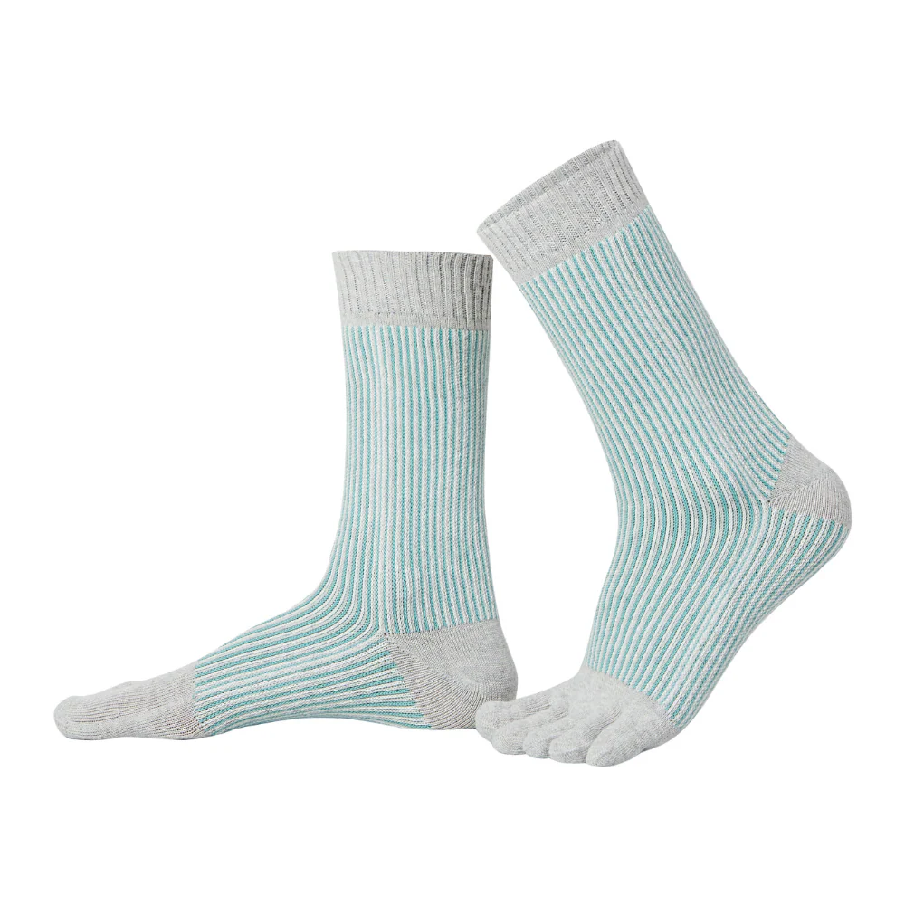 Șosete cu degete - Șosete cu degete KNITIDO Trailer Garden cu dungi - Gri deschis / Verde