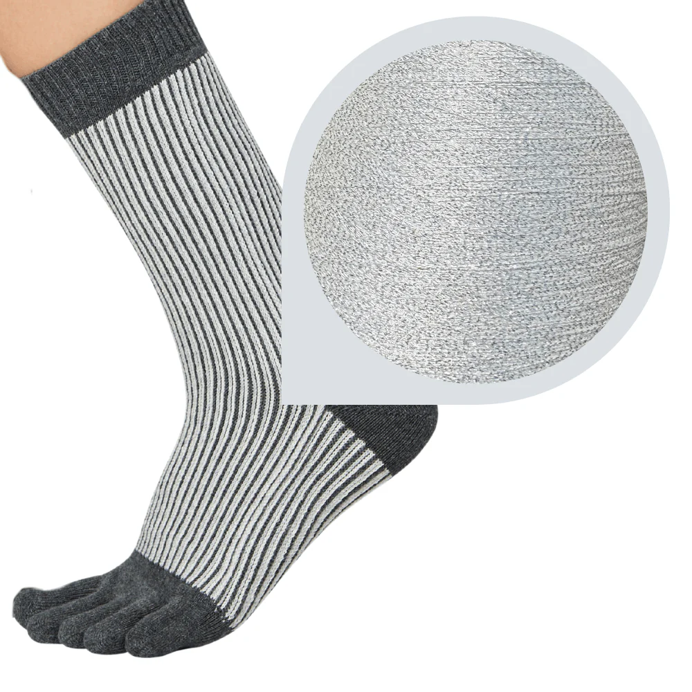 Șosete cu degete KNITIDO Trailer Garden cu dungi - Gri închis / Gri deschis [2]