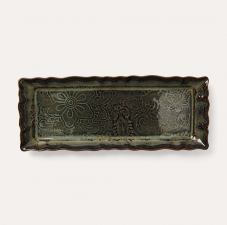 Ceramica - Platou aperitiv kaki mare