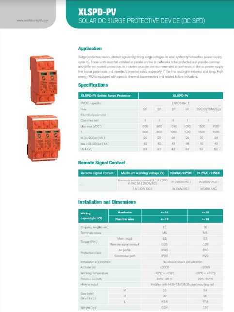 Descarcator supratensiune 500VDC, Pentru panouri fotovoltaice, SPD 2P [4]