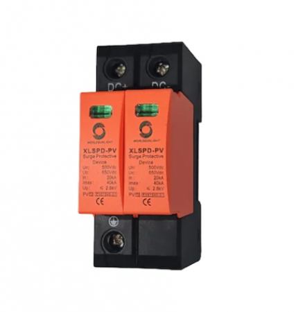 Descarcatoare Curent Continuu - Descarcator supratensiune 500VDC, Pentru panouri fotovoltaice, SPD 2P