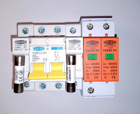 KIT panou protectie fotovoltaic - KIT5 600V pentru tablou de protectie sistem fotovoltaic 3 - 5KW, monofazic, uz rezidential - Tomzn