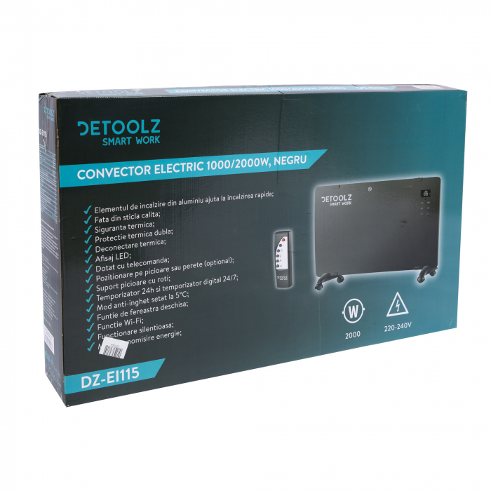 Convector electric 1000W/2000W, negru, WIFI, Detoolz DZ-EI115 [7]