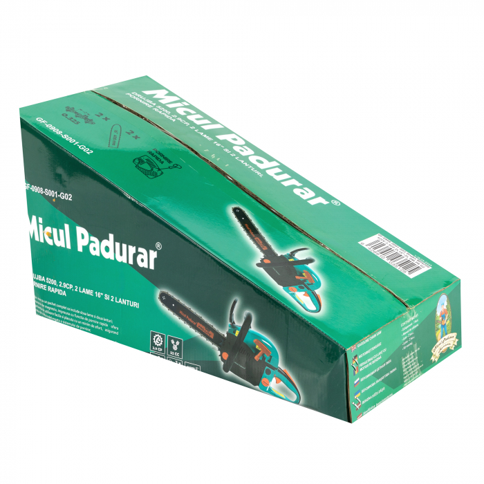 Drujba Micul Padurar 5200, 52CC, 2.9CP, 2 lame 16'', 2 lanturi, pornire rapida, GF-0908-S001-G02 [9]
