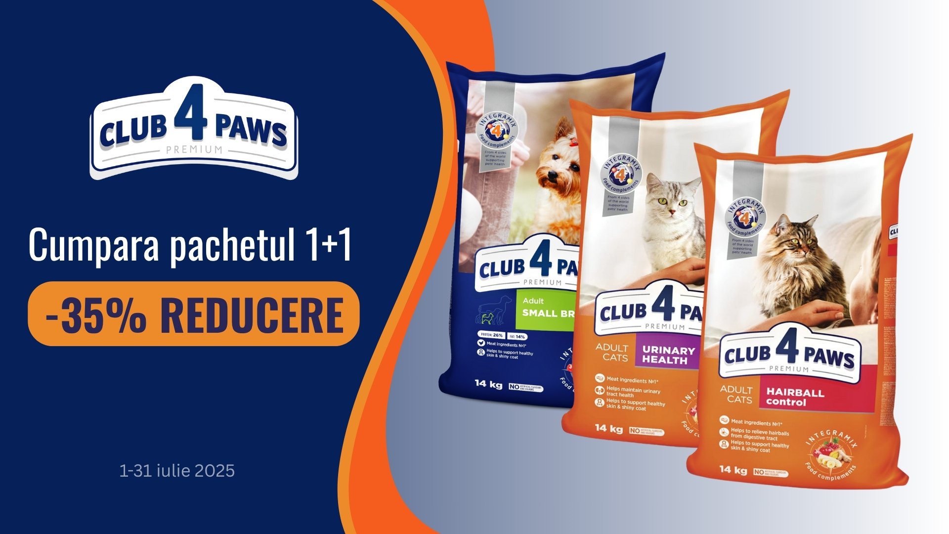 1+1(-35%) hrana uscata Club4Paws