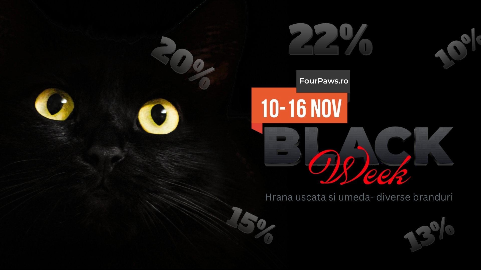 🐾 Black Friday la FourPaws.ro – 10-16 noiembrie! 🎉