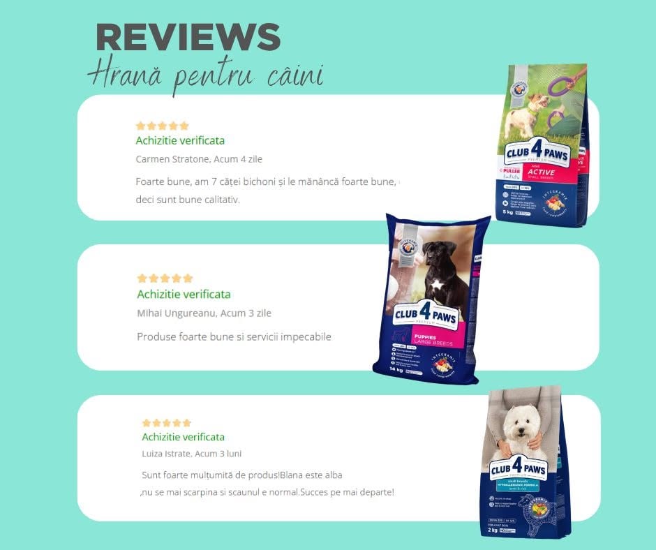Câinele nu poate lăsa un review. Dar îți arată dacă îi place hrana sau nu.