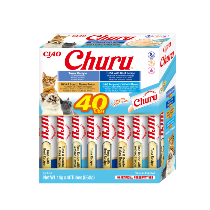 Churu Cat Varieties, Recompense Cremoase pentru Pisici cu Ton, 40 buc, 560g [1]