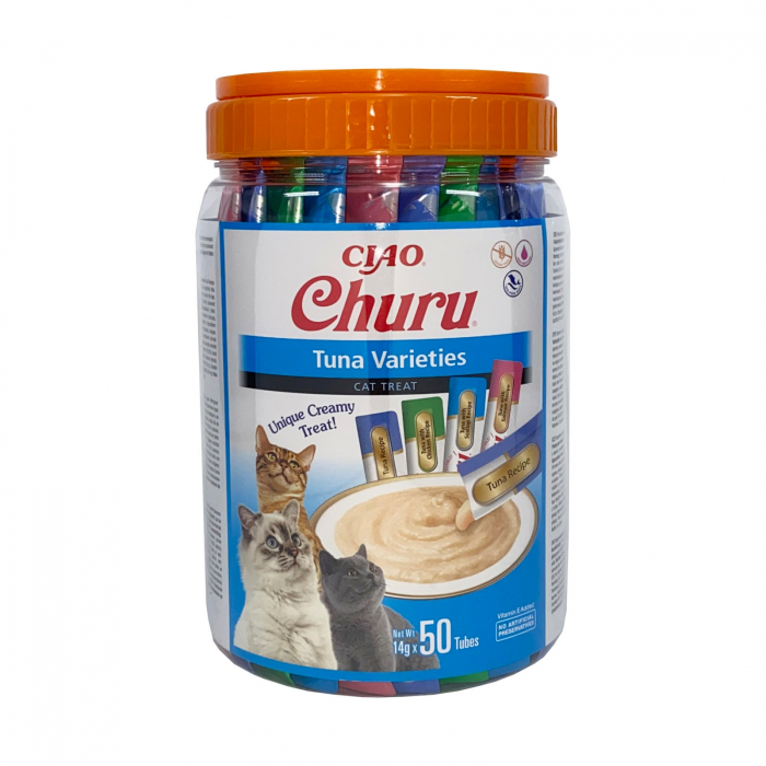 Churu Cat Varieties, Recompense Cremoase Pentru Pisici, Cu Ton, 50 Buc, 700 G