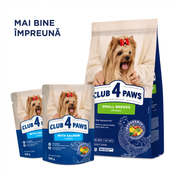 Club 4 Paws, Hrana umeda caini talie mica, Somon in sos, 24x100g [5]