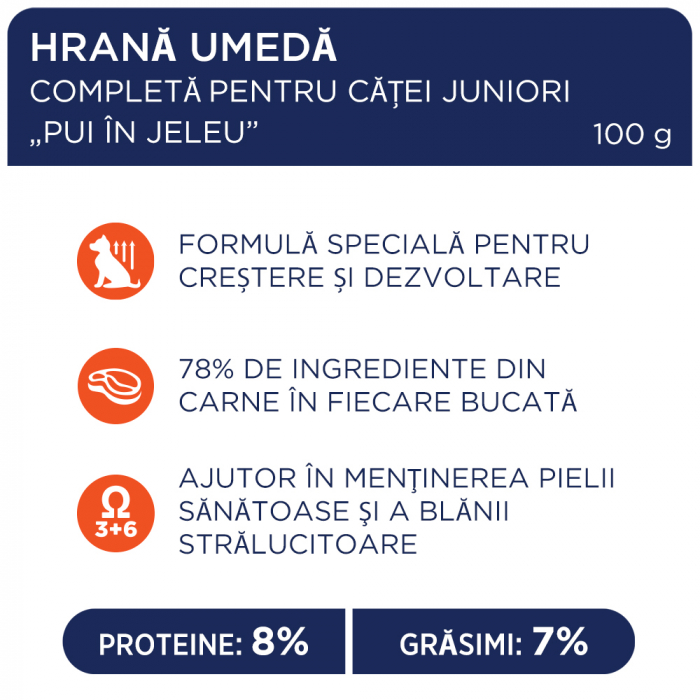 Hrana pentru dezvoltare si crestere catei, gaina in jeleu, CLUB4PAWS [2]