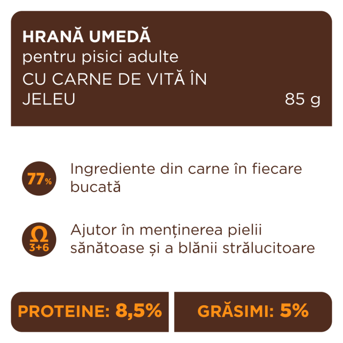 Club 4 Paws, Hrana umeda pentru pisici adulte, Vita in jeleu, 24x85g [3]
