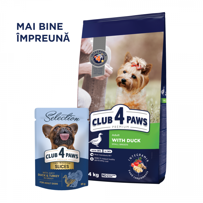 Club 4 Paws, Hrana uscata caini de talie mica, rata, 2kg [6]
