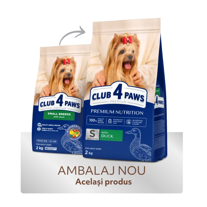 Club 4 Paws, Hrana uscata caini de talie mica, rata, 2kg [2]