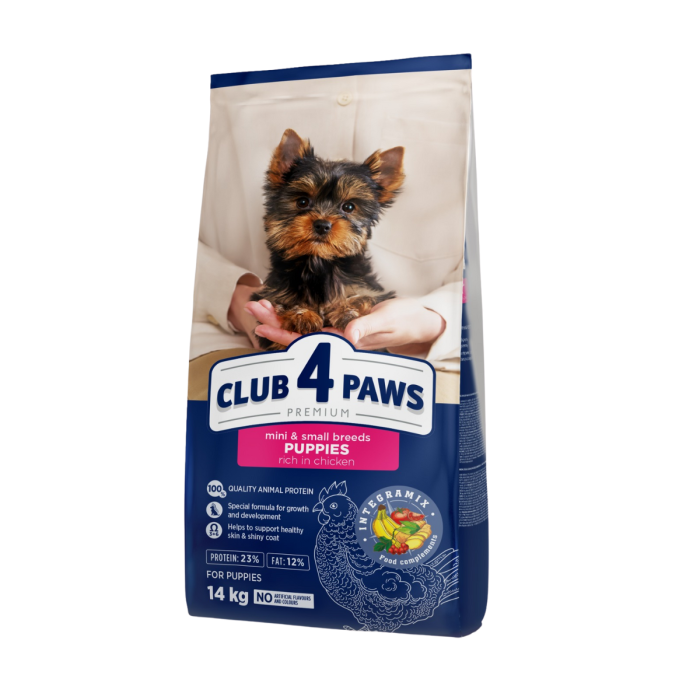 Club 4 Paws, Hrana uscata, catei, talie mini, pui, 14kg