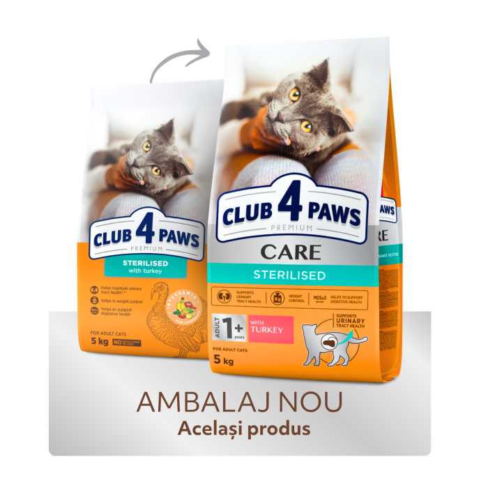 Club 4 Paws, Hrana uscata pisici sterilizate, curcan, 5kg [2]