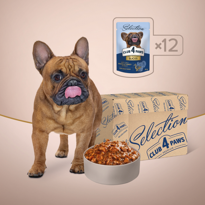 Club 4 Paws Premium Plus Selection Hrana pentru caini adulti de talie mica -Bucati de rata si curcan in sos,12x85g [3]