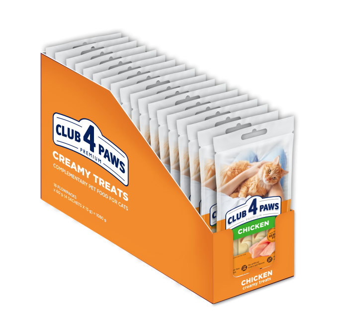 Club 4 Paws, Recompense cremoase pisici - cu pui, 4x15g [2]