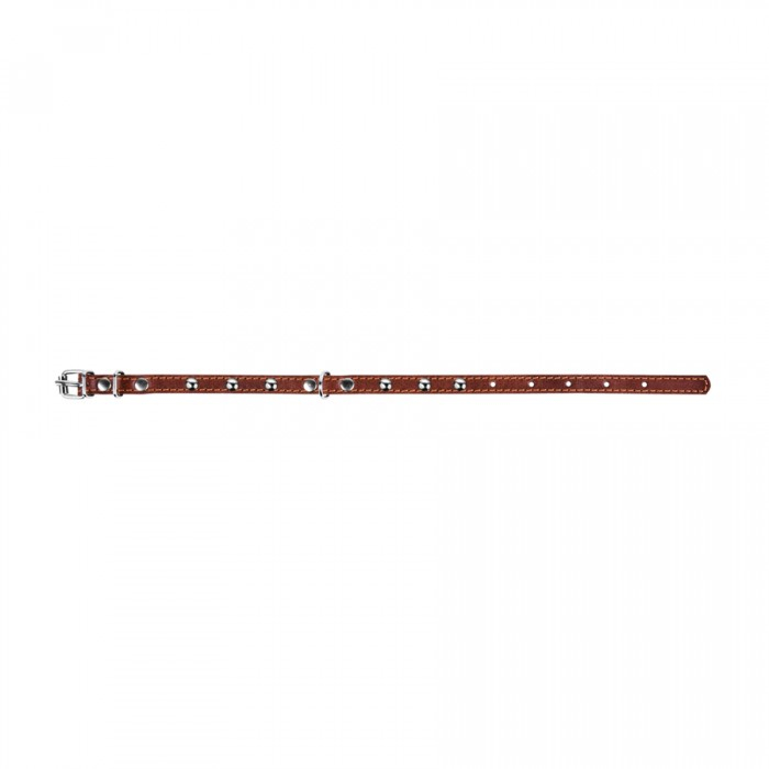 Collar, Zgarda XS, caini, din piele, cu decor metalic, maro [3]