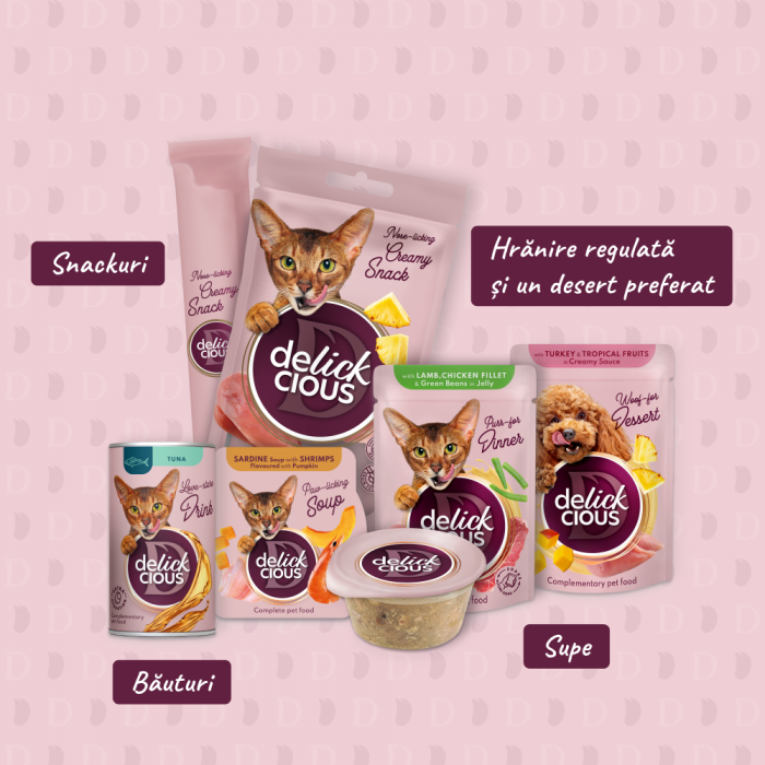 DELICKCIOUS, Recompense cremoase cu ton si aloe pentru pisici, 60g [2]