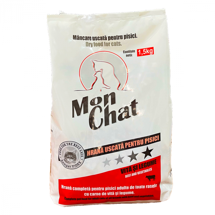 Mon Chat, Hrana uscata, pisici, vita, 1.5kg