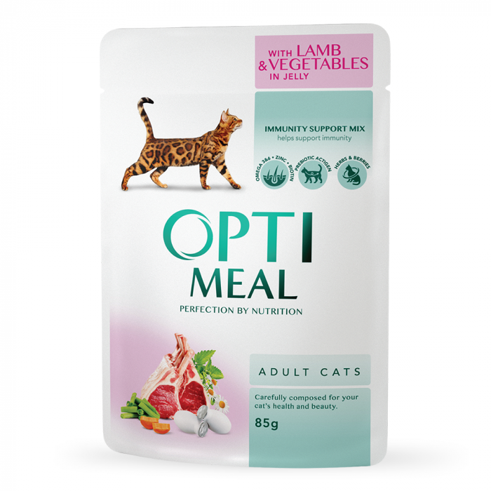 Optimeal Hrana umeda pisici adulte - cu Miel si legume in jeleu, set 12*0,085kg [3]