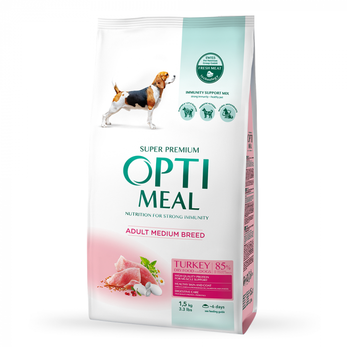 Optimeal Hrana uscata caini de talie medie - Curcan 1,5kg [2]