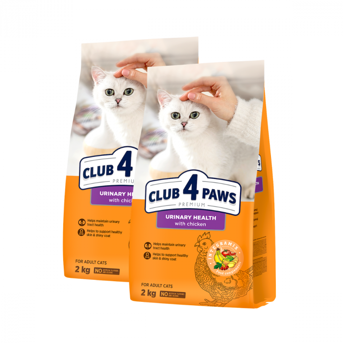 Pachet 2x2kg, Club 4 Paws Urinary , Hrana uscata pisici adulte 4kg