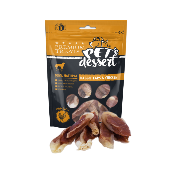 Pet's Desert, Recompense pentru caini, Dog Rabbit Ears&Chicken LSR-04, 80g [1]