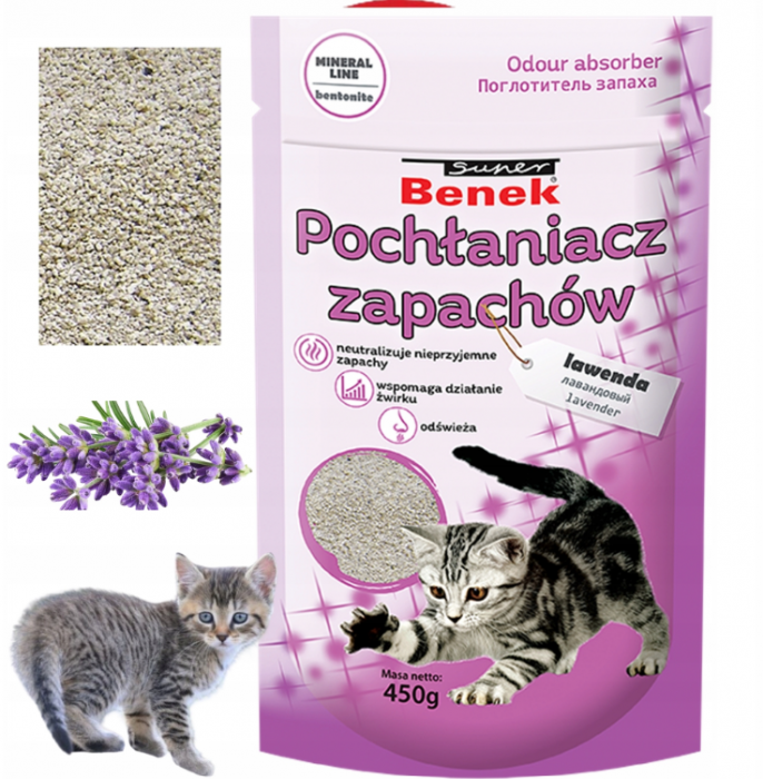 Absorbant miros neplacut pentru litiera pisicii, lavanda, Super Benek [2]