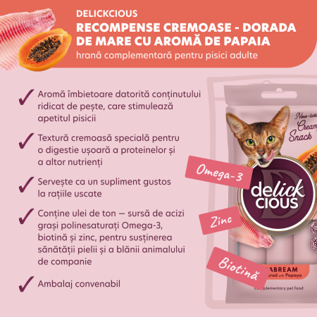 DELICKCIOUS, Recompense cremoase cu dorada si aroma de papaya, 2x60g [3]