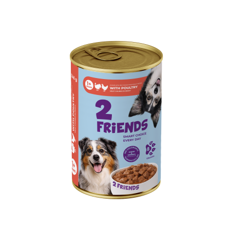Produse pentru caini - 2Friends Conserva caini pasare in sos 1240g