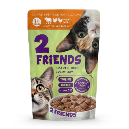 Hrana umeda - 2Friends Hrana umeda pisici - Mix de carne in sos, 12x85g