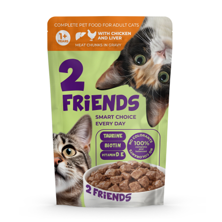 Hrana umeda - 2Friends Hrana umeda pisici - Pui si ficat in sos, 12x85g