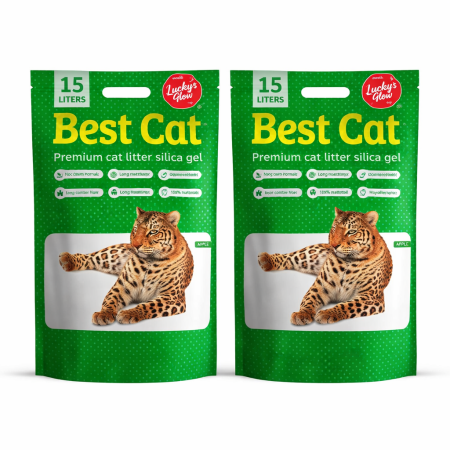 Asternut igienic - Set asternut igienic pisici Best Cat, Silicat - Mar verde, 2 x 15l