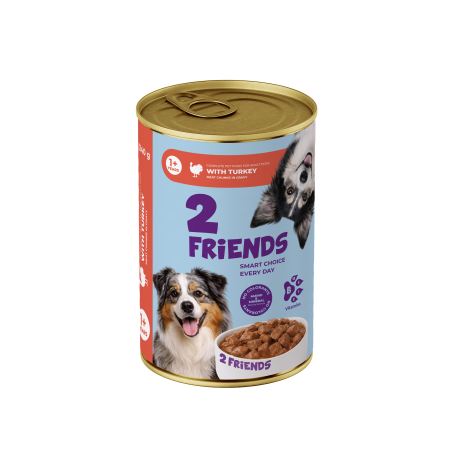 Hrana umeda - 2Friends Conserva caini - Curcan in sos, 1240g