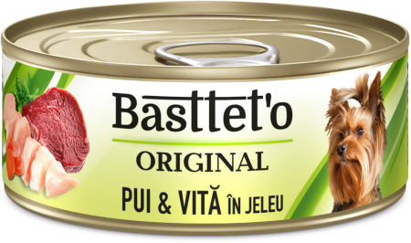 Hrana umeda - Bastteto Pate Caini - Pui si vita in jeleu, 85g