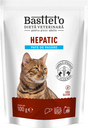 Produse pentru pisici - Bastteto Hepatic, Hrana umeda pisici - Pasare, 100g