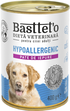 Produse pentru caini - Bastteto Hipoalergenic, Hrana umeda caini - Iepure, 400g